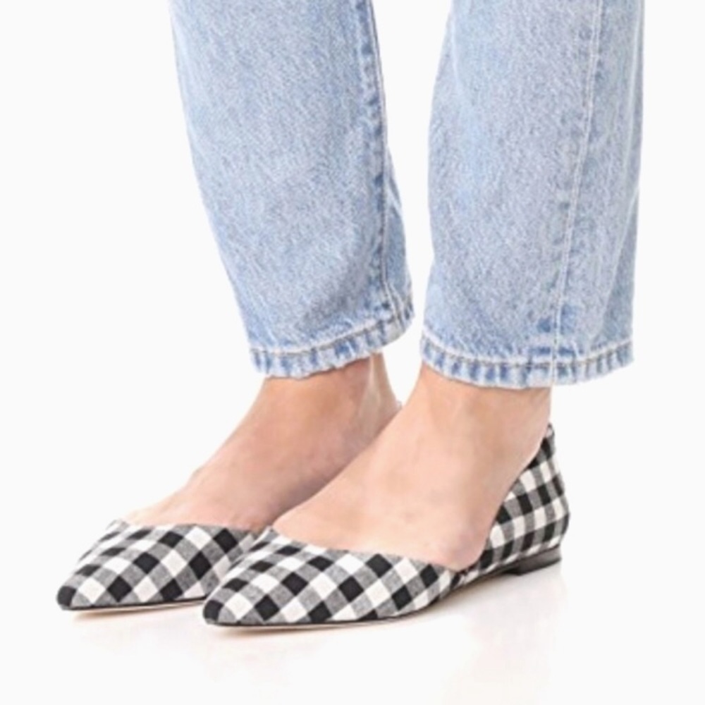 SAM Edelman Rodney d'Orsay Gingham Leather Flats, size 8.5